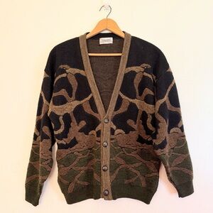 Vintage 90s Tosani Textured 3D Knit Button Up Sweater Size M/L Coogi Style